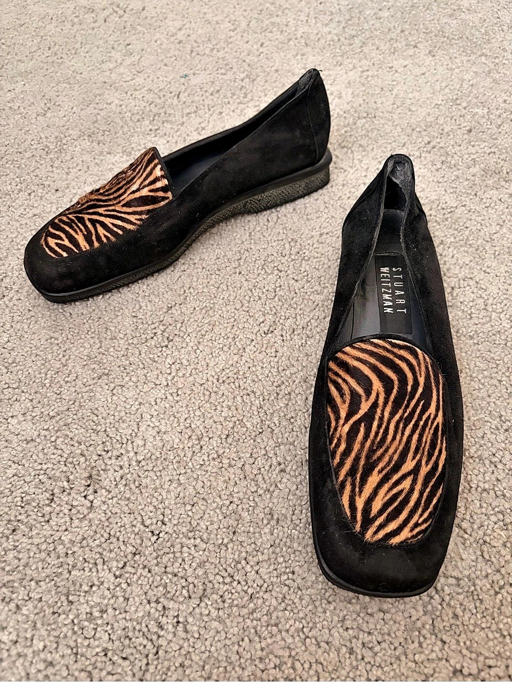 Vintage Stuart Weitzman Palomino Zebrette loafers Flats in Black & Brown 6.5